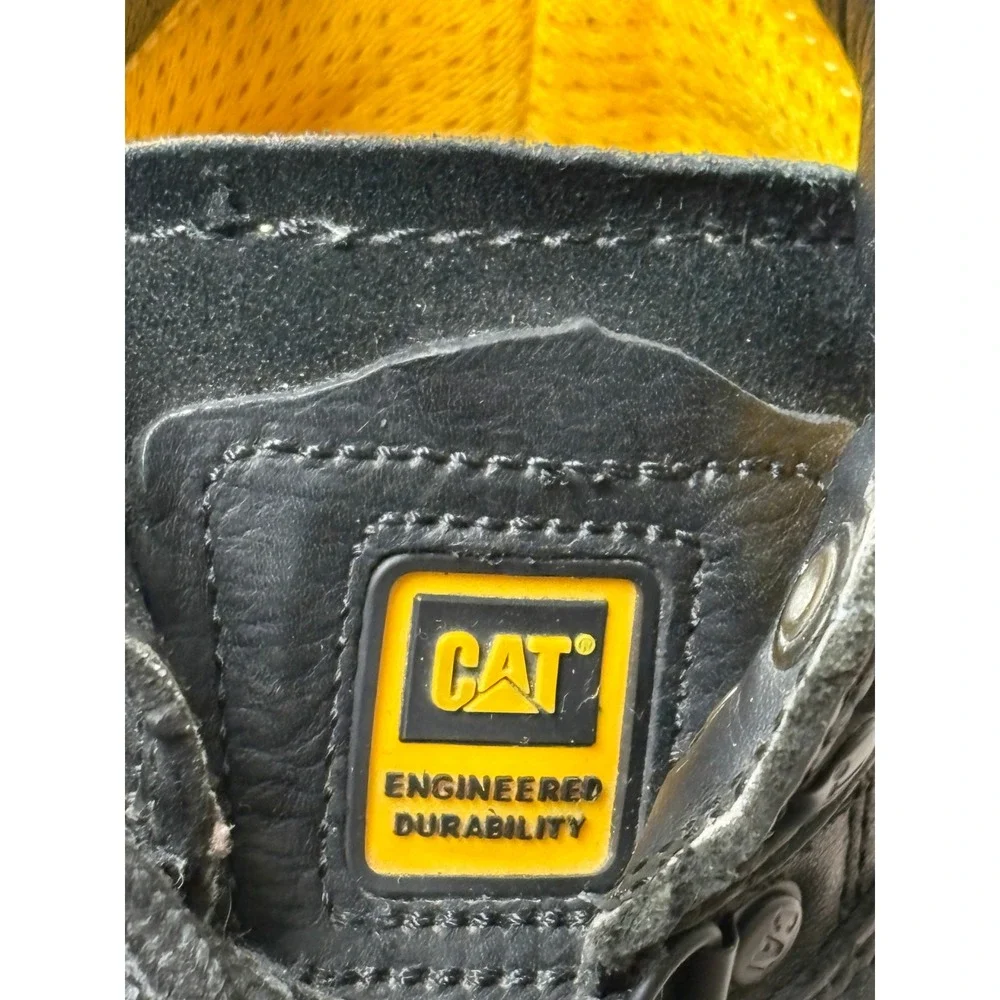 Caterpillar Mens Black Leather Steel Toe Work Boots Wide ASTM F2413-05 10.5W